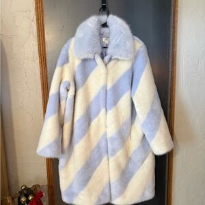Maeve Blue and Cream Striped Teddy Jacket